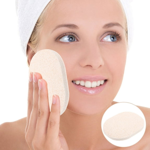 SHOWERORO Facial Sponges Beige PVA 10Set 4.3x3.3x0.4In