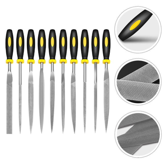 FOMIYES 10-Piece Black Steel Jewelers File Set for Precision Metalworking and Jewelry Crafting