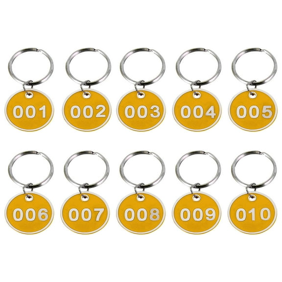 Raindrops 10Pcs Numbered Keychains Metal Keytag for SPA Locker and Pool Locker 2.6x1.2in