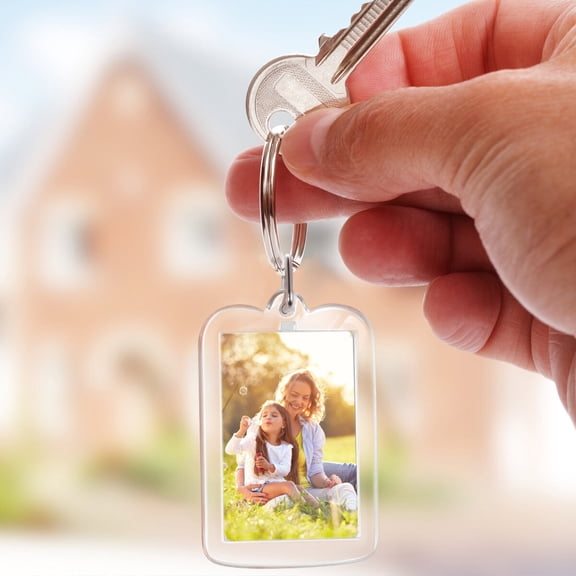 FOMIYES Photo Frame Keychain Transparent Acrylic for Hanging Keys 10Pcs