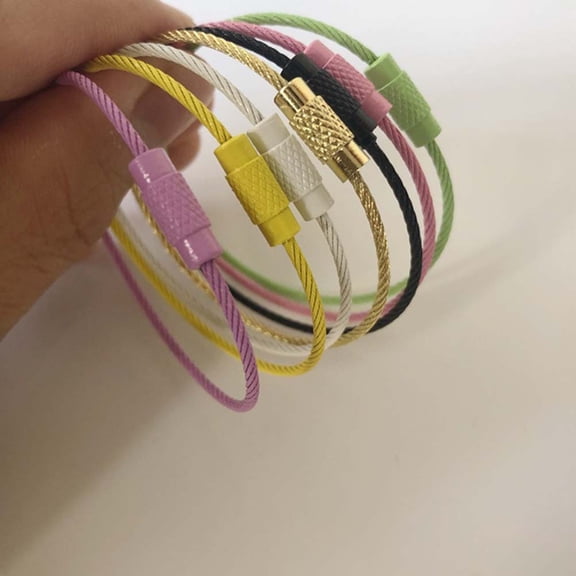 FOMIYES Steel Wire Keychain Rings Heavy Duty Keyring Assorted Color for Key Holding 10Pcs