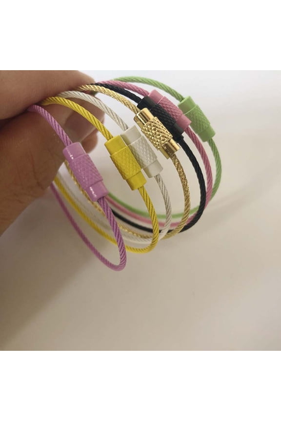 10Pcs Stainless Steel Wire Key Chains Assorted Colors Strong for Key Holding