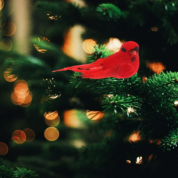 Raindrops 10Pcs Red Xmas Decorations with Cardinal Birds for Christmas Celebration