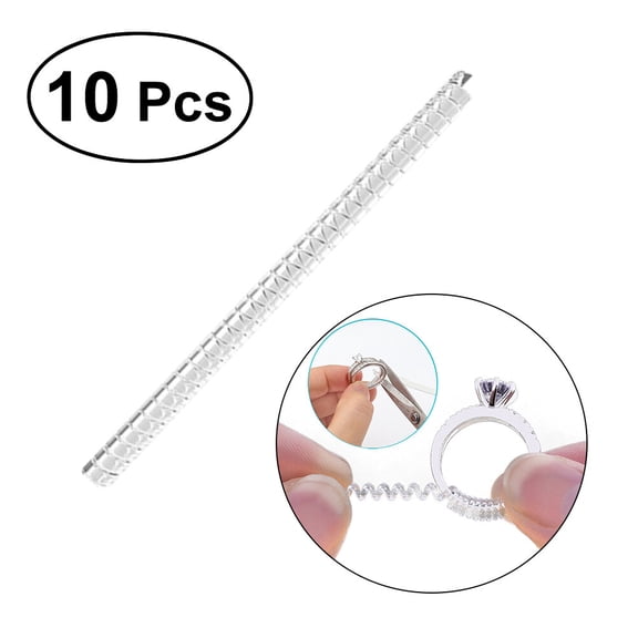 Raindrops 10Pcs Ring Size Adjuster for Loose Rings Spring Shape Transparent Silver Daily Use