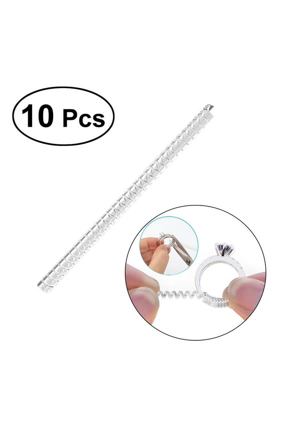 10Pcs Ring Size Adjuster for Loose Rings Spring Shape Transparent Silver Daily Use