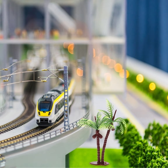 Raindrops 10 Pieces Green PVC Tree Models for Sand Table, Artistic Creation, Beach Scene, Diorama and Craft Decoration