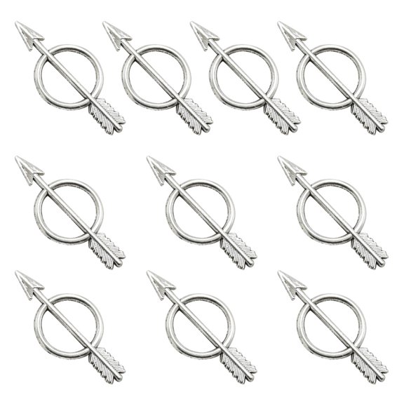 Raindrops 10Pcs Silver Bow and Arrow Charm Pendant Durable Alloy for Necklace Bracelet DIY Accessories