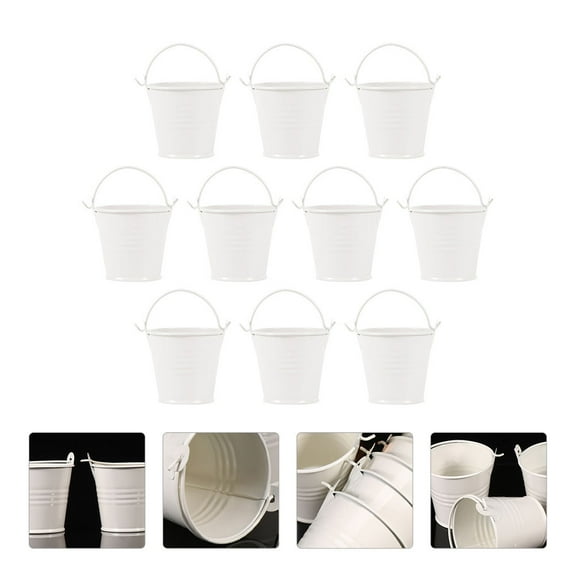 Raindrops 10Pcs Small Tin Buckets 6.2X6.2X5.2In For Gardening And Diy Wedding Centerpieces