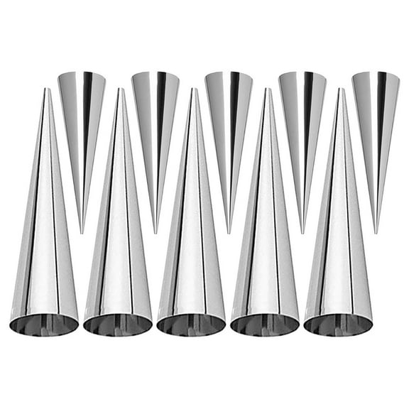 Raindrops 10Pcs Stainless Steel Pastry Cream Horn Molds Conical Tube Cone Pastry Molds Baking Tools