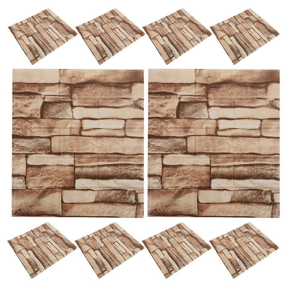 Raindrops Decorative 3D Rock Texture Wallpaper, Light Brown Xpe Foam, Easy to Apply 10Pcs