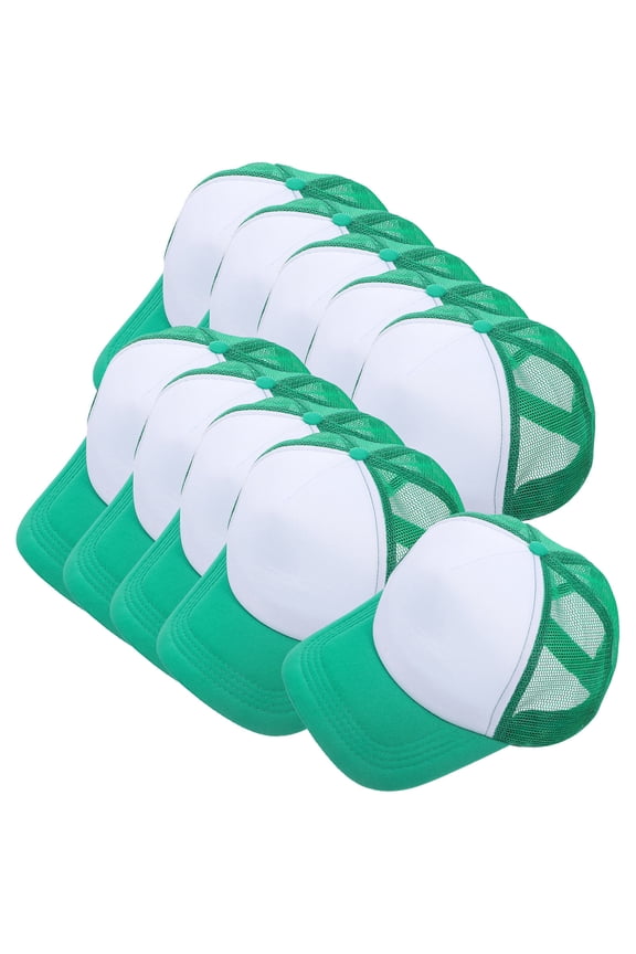 10Pcs Sublimation Blanks Baseball Cap Green Polyester Mesh Lightweight for Daily Use