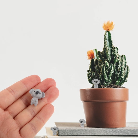Raindrops 10Pcs Tiny Grey Koala Resin Statues for Fairy Garden and Micro Landscape Decoration