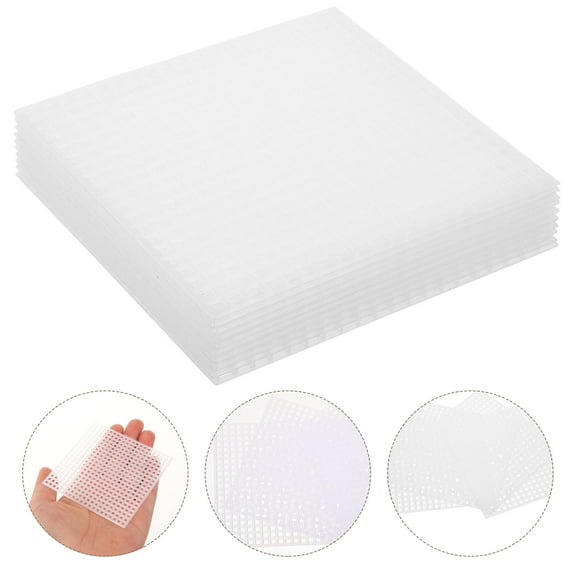 Raindrops 10Pcs Yarn Crafting Mesh Sheets White Plastic for Cross Stitch and Crochet Projects