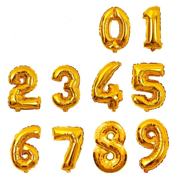 Raindrops 10pcs 0-9 16 Inch Digital Number Balloons Aluminum Foil Film Balloons Balloons Party Supplies (Golden)