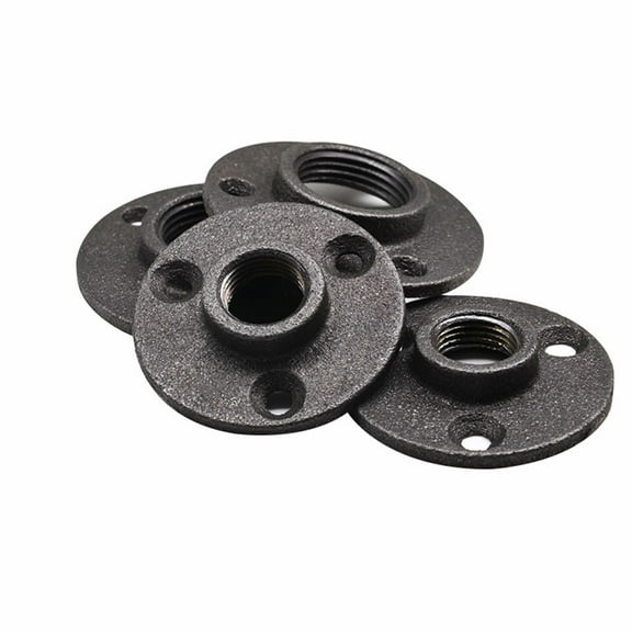 Raindrops 10pcs 1/2 Inch Malleable Threaded Floor Flange Iron Fittings Wall Mounted Flange Antique Fixed Base Wall Mounted Fittings (3 Holes)