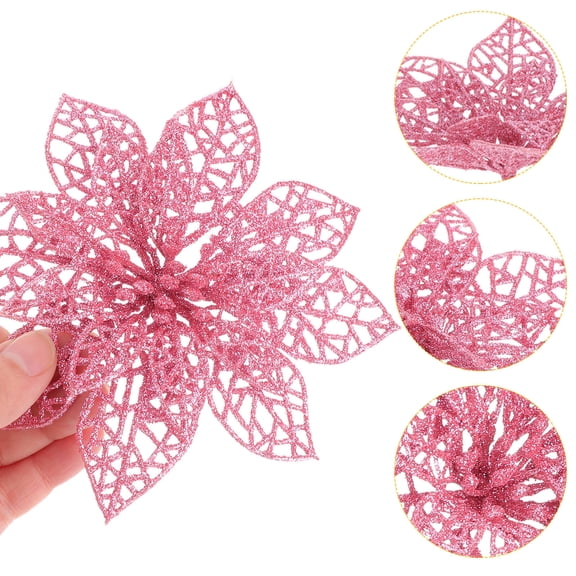 Raindrops 10pcs Tree Ornaments PVC Faux Flowers for Christmas Tree Decoration Pink