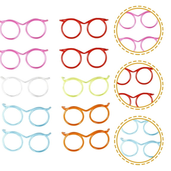 Raindrops 10pcs Disposable Straw Funny Straw Eyeglasses Shaped Straw for Birthday Party