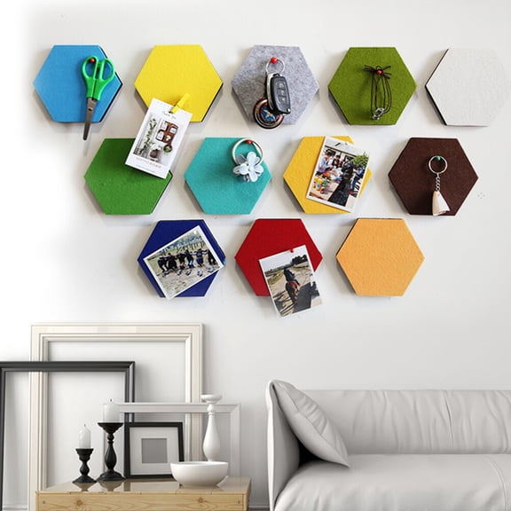 Raindrops 10Pcs Felt Board for Wall with Hexagon Shape Assorted Colors