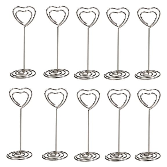 FOMIYES 10-Pack Stainless Steel Note Clips with Heart Design, Paper Holders for Office and Home Desk Organization