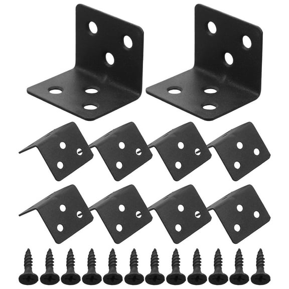 Raindrops 10pcs Heavy Duty L Shaped Brackets with Screws, 90 Degree Metal Corner Braces for Wood Furniture, Cabinets, Tables