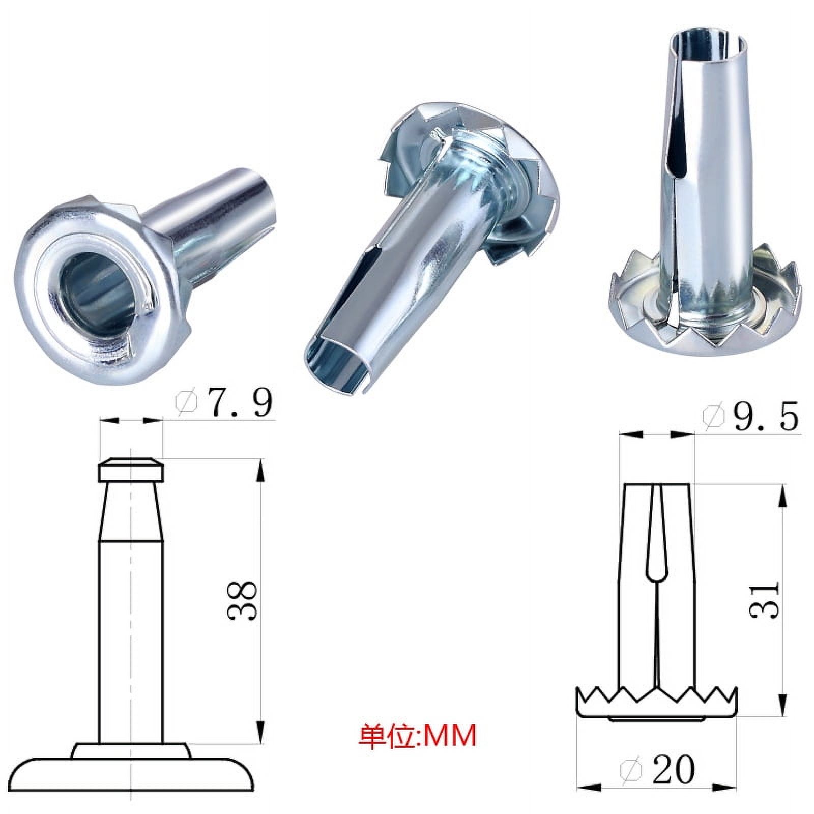 Caster Socket Caster Stem Inserts Raindrops 10pcs Iron Caster Sockets For Replacement ...