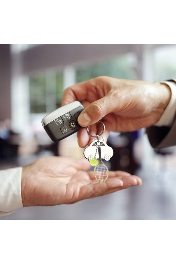 10pcs Tennis Racket Keyrings Golden ABS Keyring Decor for Friends New Year