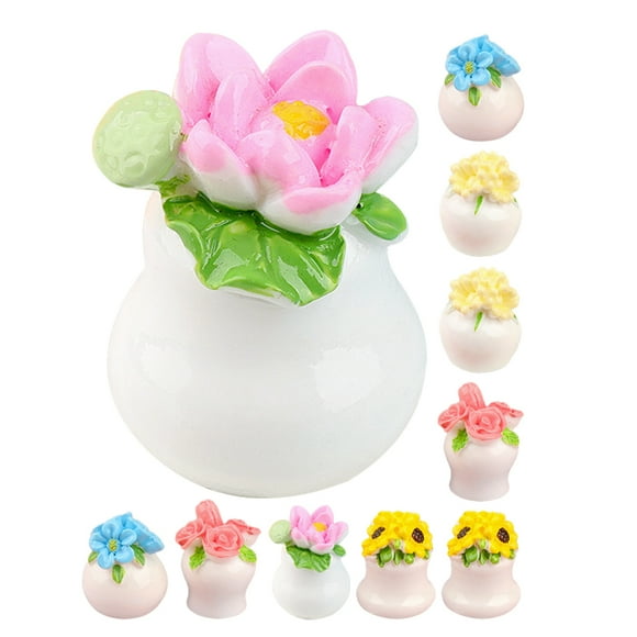 Raindrops Mini Artificial Flower Bouquets for DIY Accessories in Assorted Colors Crafted with Resin 10 Pcs