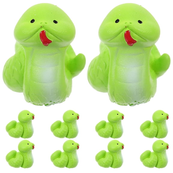 Raindrops 10pcs Mini Resin Figures with Cute Design for Indoor and Outdoor Landscape Decoration in Green