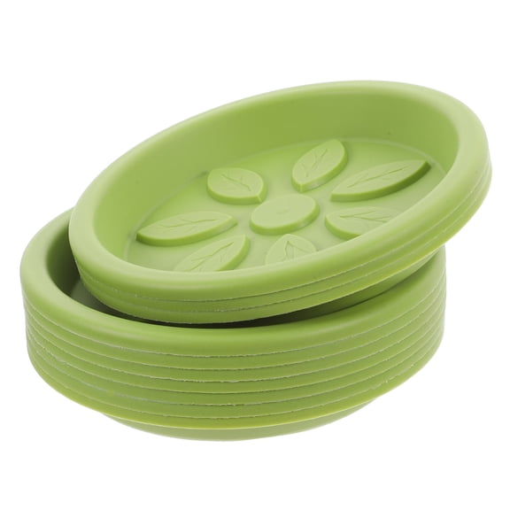 Raindrops 10Pcs Light Green Plant Pot Tray for Indoor Flowers with Water Overflow Prevention and Leaf Pattern Design