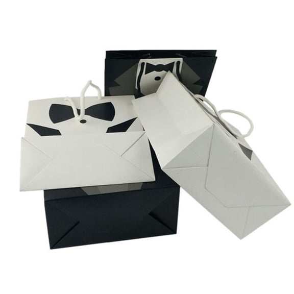 Raindrops 10pcs Practical Paper Handbag Chic Gift Bag Treat Bag Souvenir Bags Presents Pouch for Festival Party Birthday Wedding (Black)