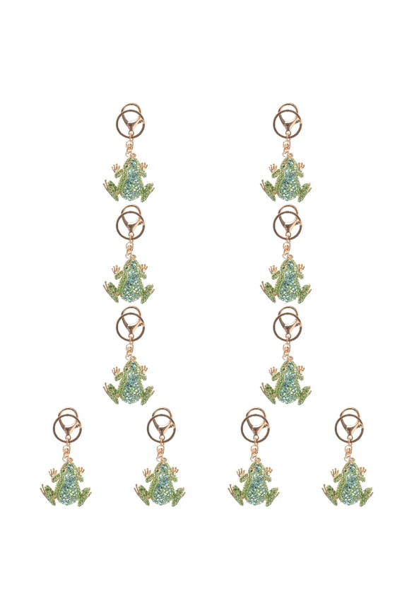 10pcs Rhinestone Frog Keychain Women Backpack Hanging Decor Car Key Chain Pendant