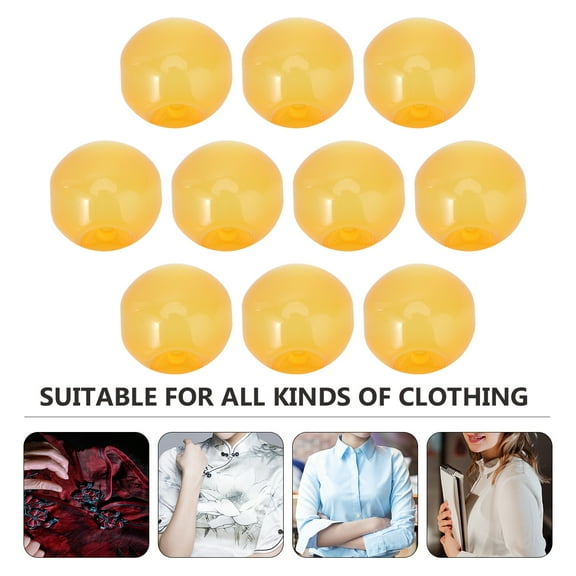 Raindrops Circular Bead Buckle Buttons for DIY Crafts Made of Resin in Yellow Color 10pcs