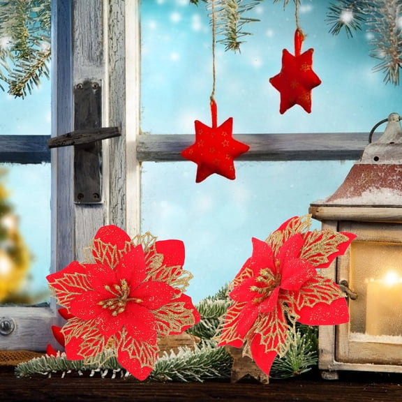 Raindrops Red Artificial Christmas Flowers Holiday Party Decorations Indoor Outdoor Festive Decor