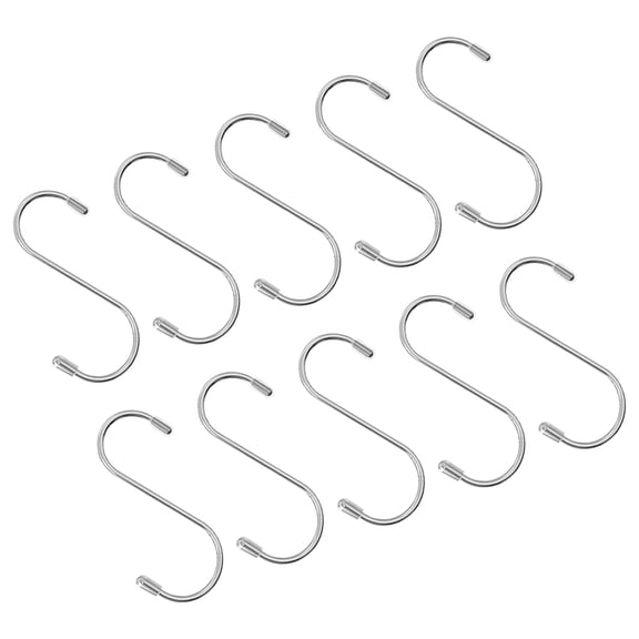 Raindrops Stainless Steel S Hooks Silver for Wardrobe and Bathroom 10Pcs