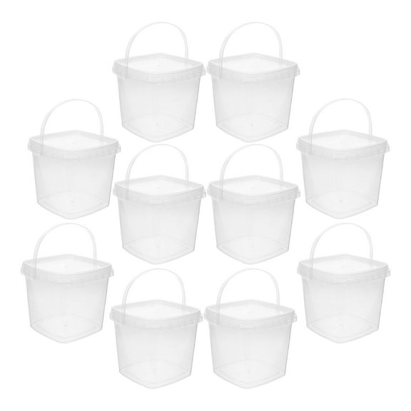 Raindrops 10pcs Thickened Clear Square Ice Cream Tub Ice Cube Buckets Ice Cube Storage Container with Lid