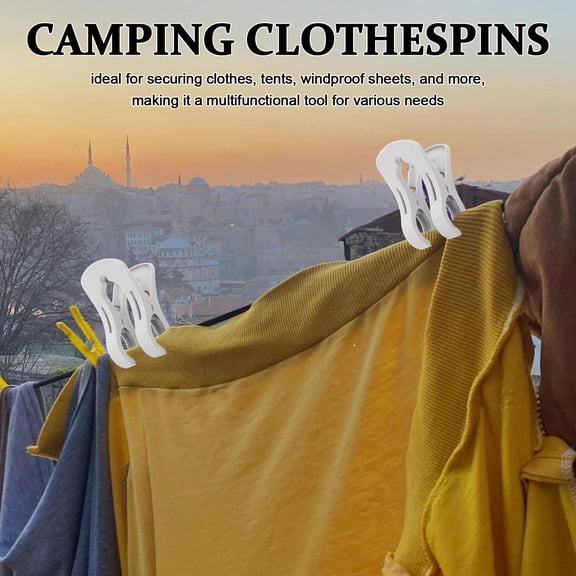 Raindrops 10pcs Windproof Plastic Clothes Pins Heavy Duty Laundry Clothes Pins Clips Clothes Drying Line Pegs For Outdoor Trip