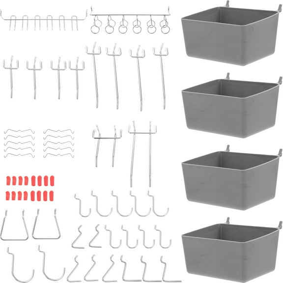 Raindrops 114pcs Pegboard Accessories Assortment Pegboard Hooks Pegboard Organizer Bins Set