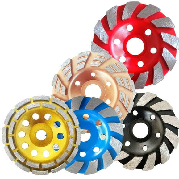 Raindrops 115mm Dual Row Diamond Segment Bowl Grinding Wheel Cup Cutting Disc for Concrete Marble Granite Ginding Rotary Tool (Yellow)