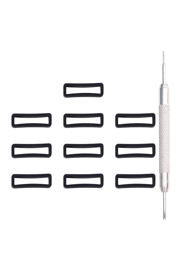 Raindrops 11Pcs Retainer Rings for Watch Strap Black Silicone Watch Band Keepers Accessories
