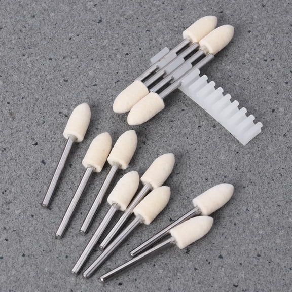 Raindrops 12 PCS Mandrel Mounted White Conical Felt Point Polishing Tool With