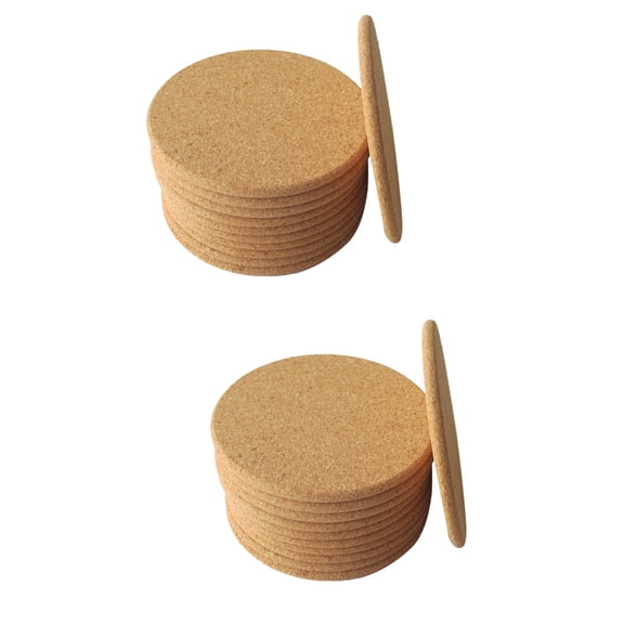 Raindrops 12 PCS  Solid Color Non-slip Waterproof Cork Coaster Round Cork Mats  Eco-friendly Insulation Coasters Cup Pads