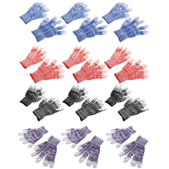 Raindrops  12 Pairs Gardening Painted Finger Sewing Gloves Labor Protective Non-skid Work