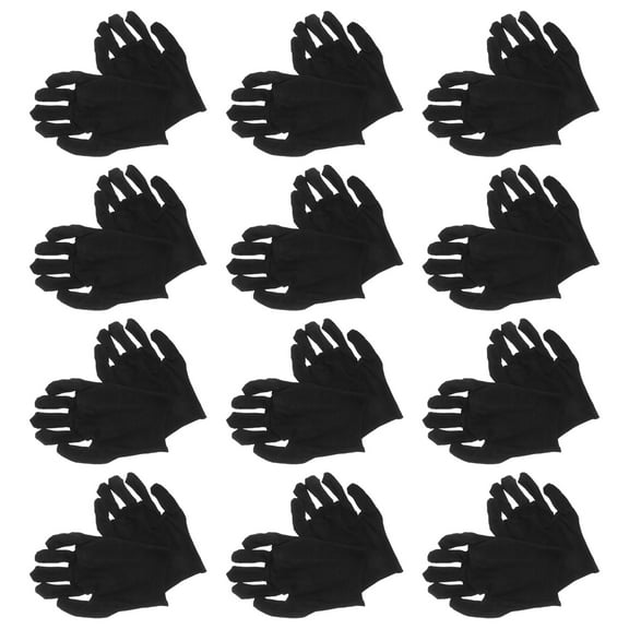 Raindrops 12 Pairs of Cotton Gloves Labour Protection Gloves Comfortable Working Gloves Hand Protection Gloves Black Size M (Thicken)