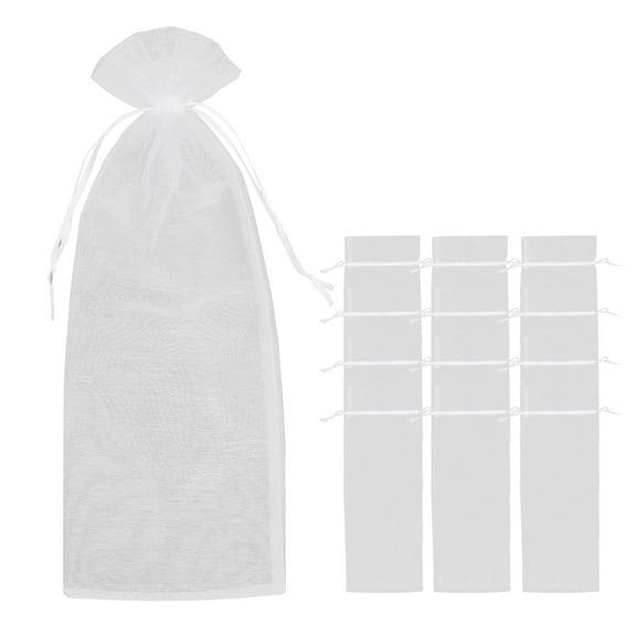 Raindrops 12 Pcs Bottle Bag Cover Organza Wine Bags Goodies Baby White