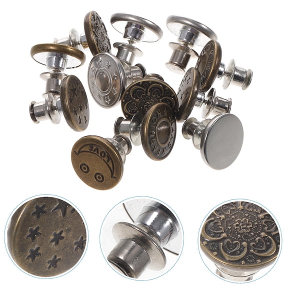 Raindrops 12 Pcs Button for Pants Jeans Buckle No-sew Buttons