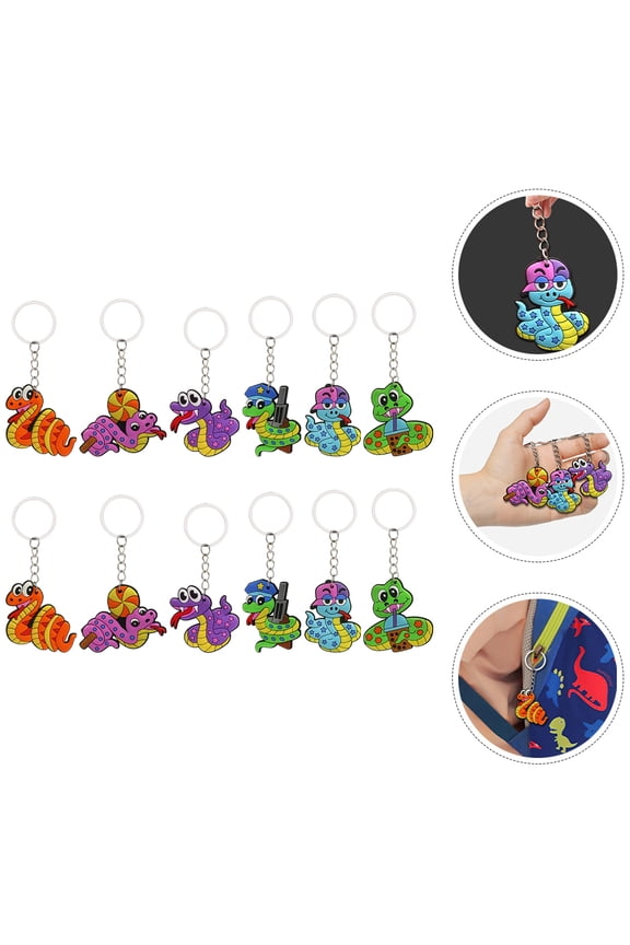 12 Pcs Cartoon Snake Key Pendant Accessories Funny Chain Man