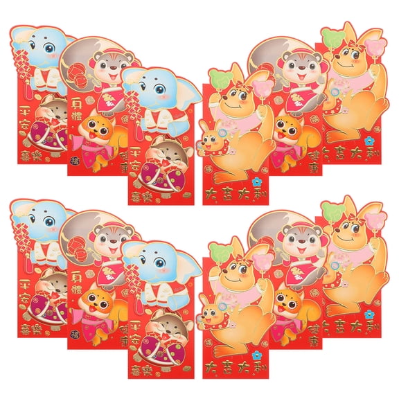 Raindrops 12 Pcs Cash Envelopes Cartoon Animal Red Envelope 17X9CM