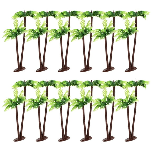 Houderco Plastic Coconut Palm Tree Light Green 12Pcs Container Mini Garden Decorative Plants
