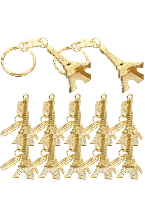 12 Pcs Eiffel Tower Decoration Keychain Bulk Ornaments Miss Lovers Golden