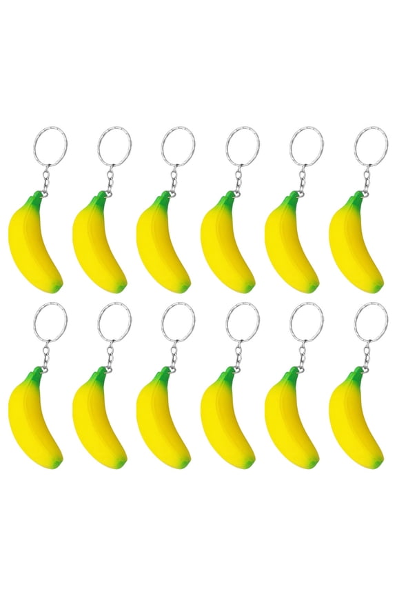 12 Pcs Key Hanging Prop Portable Keychain Charms Banana Party Favor Yellow